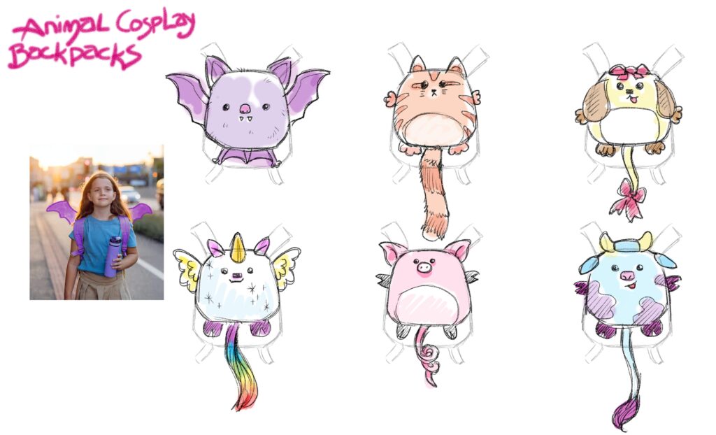 Animal Backpacks Concept Sketch